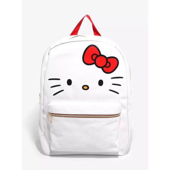 Sanrio Hello Kitty Bow Face White Faux Leather Mini Backpack Purse Bag main image 5